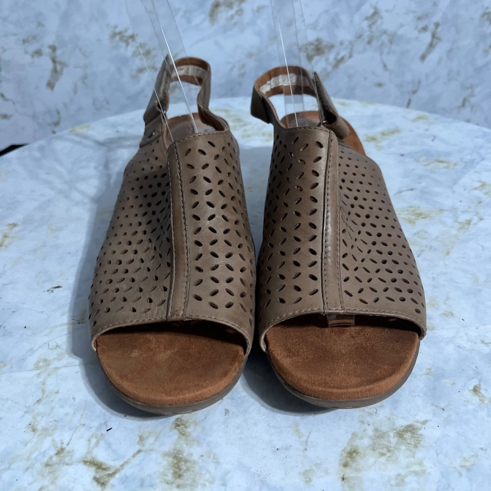 Zapatos Cobb Hill para mujer talla 10 de cuero marrón punta abierta cómodos tacones con cordones Foto 3 de 4