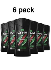 Lynx Africa Shower Gel 3in1 Body Face Hair Wash Feel Fresh Bodywash Pack 6x500ml 6.15 per litre