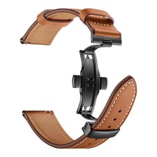 Genuine Cow Leather Watchband Quick Release Watch Strap Band Butterfly Buckle