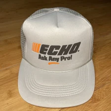 ECHO Ask Any Pro! Gray Rope Puff Mesh Trucker Snapback Hat Cap Power Tools CLEAN