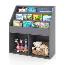 Kids Wooden Bookshelf Bookcase Children Toy Storage Cabinet Organizer Gray