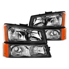 For Chevy Silverado 1500 03-06 Driver Passenger Side Black Euro Headlights