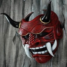 Japanische Hannya Oni Maske Samurai Halbmaske...