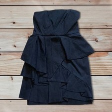 Alice + Olivia Women’s Navy Strapless Mini Dress Tiered Size 4