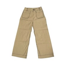 Maeve Anthropologie The Colette Linen Blend Wide Leg Crop Pants Sz 25 Ivory