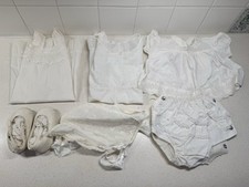Vintage 1963 Baby Diaper Set, 2 Slip Dresses, Bonnet, Shoes