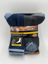 Dickies Men's Dri-Tech Moisture Control Crew Socks Black/Blue 6 Pairs 6-12