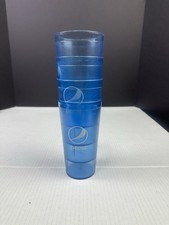 LOT OF 4~Pepsi Vintage Impact #0120 Restaurant Light Blue Plastic Tumblers Cups