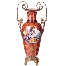 Prunkvolle Porzellan-Bronze Vase mit Putten – Rokoko Stil Luxus Deko mit Engel