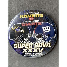 Baltimore Ravens and New York Giants Super Bowl XXXV Button With NFL Sticker
