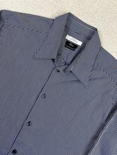 Versace Collection Dress Shirt Mens 40 Blue Stripe Trend Cotton Long Sleeve
