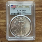 2017 $1 American Silver Eagle 1oz Fine PCGS MS70 First Strike .999 Label