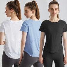 Women's Active Wear Exercise Running Hiking Tops Dry Fit Shirt Workout Clothes