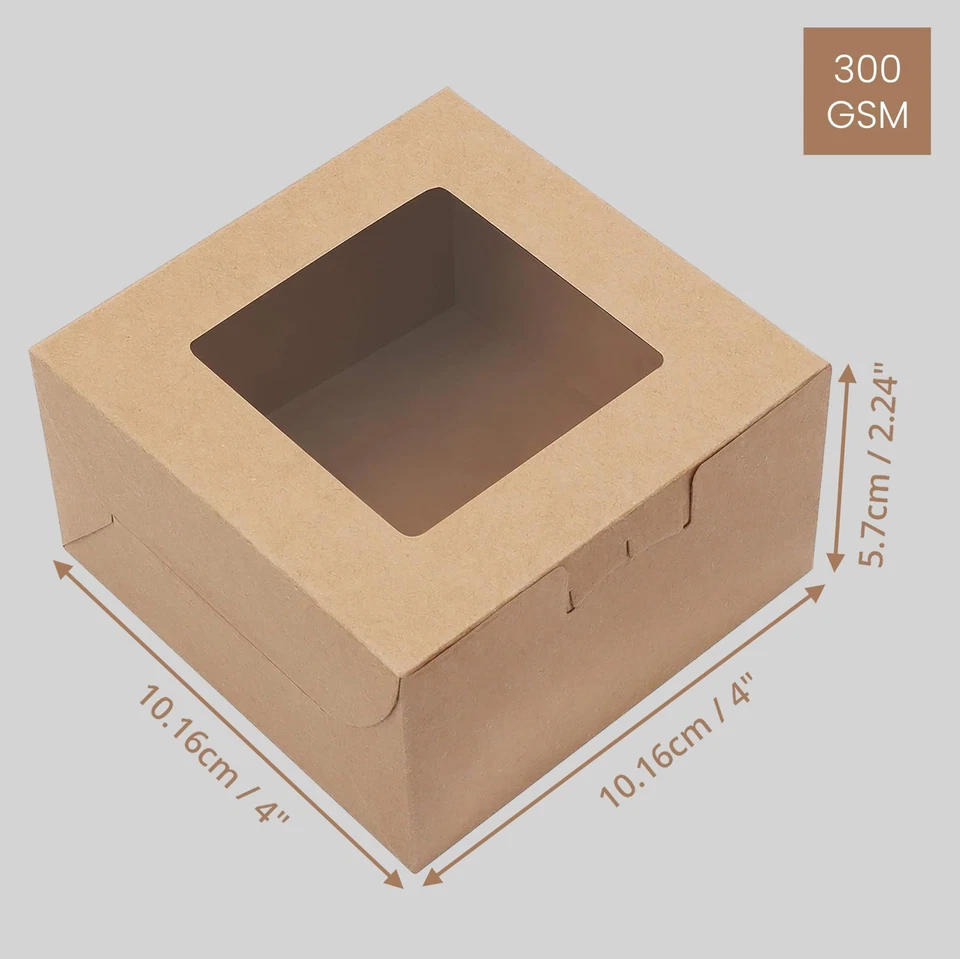 Braune Kraftpapier Geschenkboxen für Gebäck mit Sichtfenster (50Stk) - Bild 4 von 4