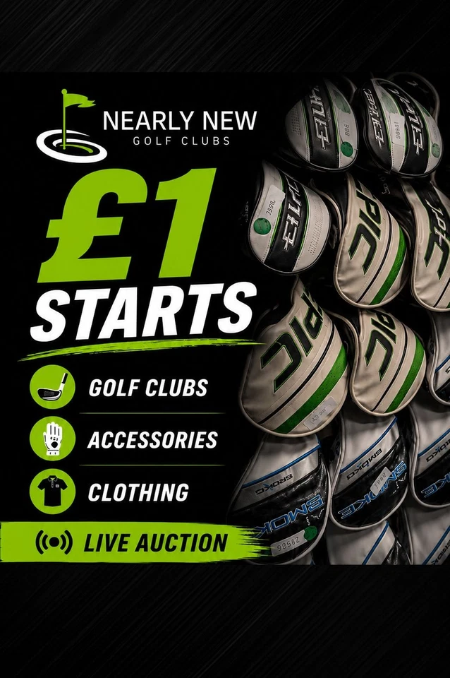 New & Used Golf Clubs, Balls, Clothing + More! £1 Starts!