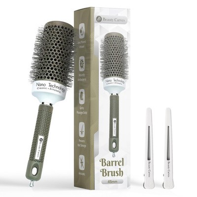 Round Brush, 45 mm/1.7 Inch Barrel with 2 Clips   Round Hair Brush with Flexi...