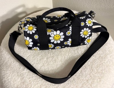 LOQI SMILEY Flowers Black Recycled Small Weekender