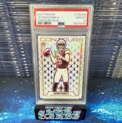 2024 Panini Phoenix Contours Jayden Daniels Commanders Blue /50 RC PSA 10