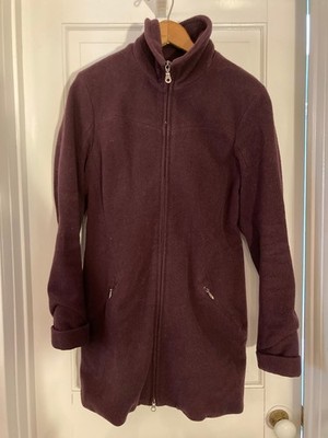 Ibex Womens Lexie Winter Wool Coat Silk Lined Maroon Red Purple Medium Fair