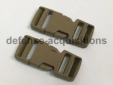 SET OF 2 ITW Side Release Side Squeeze Dual Adjust Buckle 1 INCH - TAN