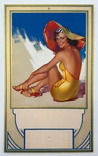 Sun Tanned Sue, Vintage Zoe Mozert Art Deco Style 7x9 Pin-Up Calendar Print