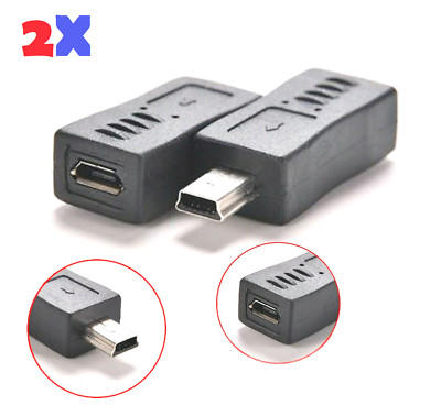 2x Micro USB Female to Mini USB Male Adapter Charger Converter Adaptor