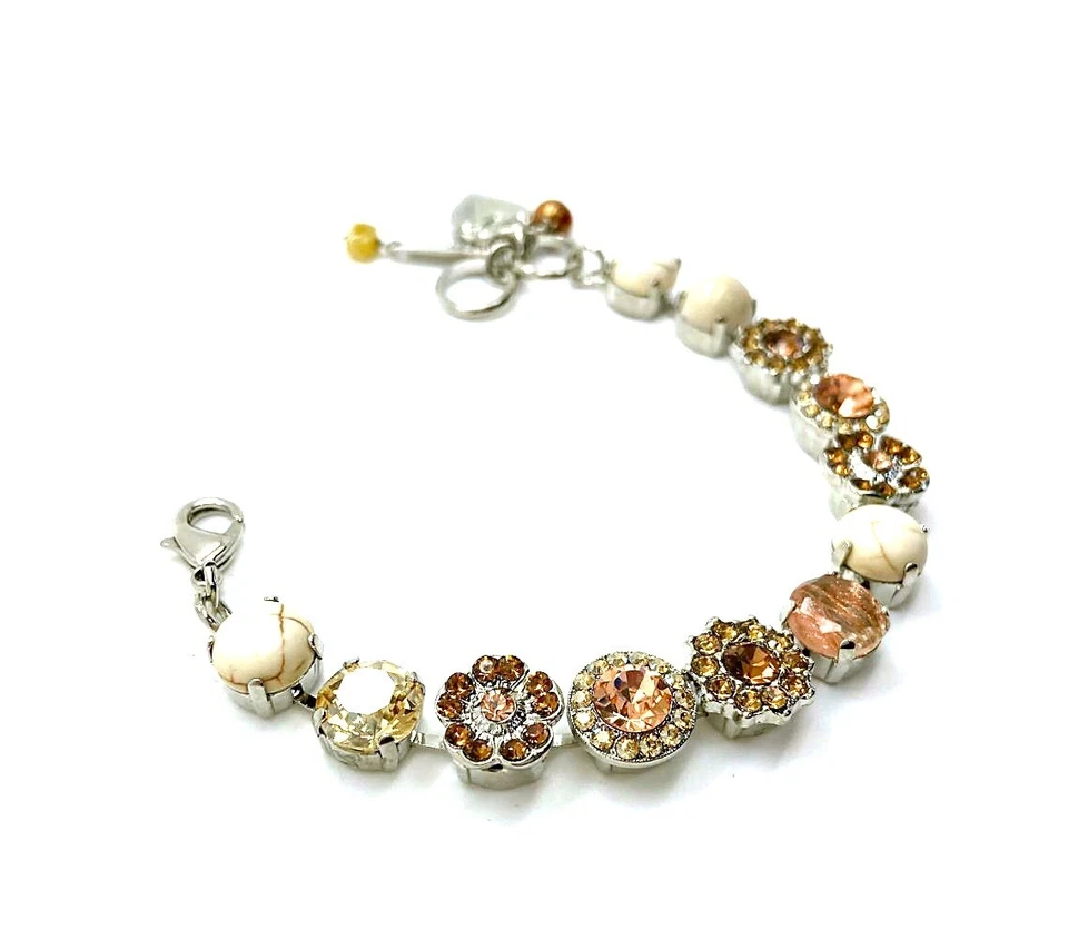 Pulsera Mariana Cuarzo Amarillo Rutilado, Minerales Howlita Blanca con Shina Dorada... Foto 2 de 3