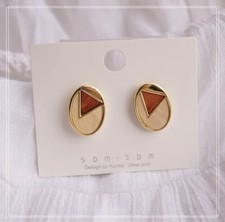 Pink Modern Design Oval Silver Stud Earrings S925
