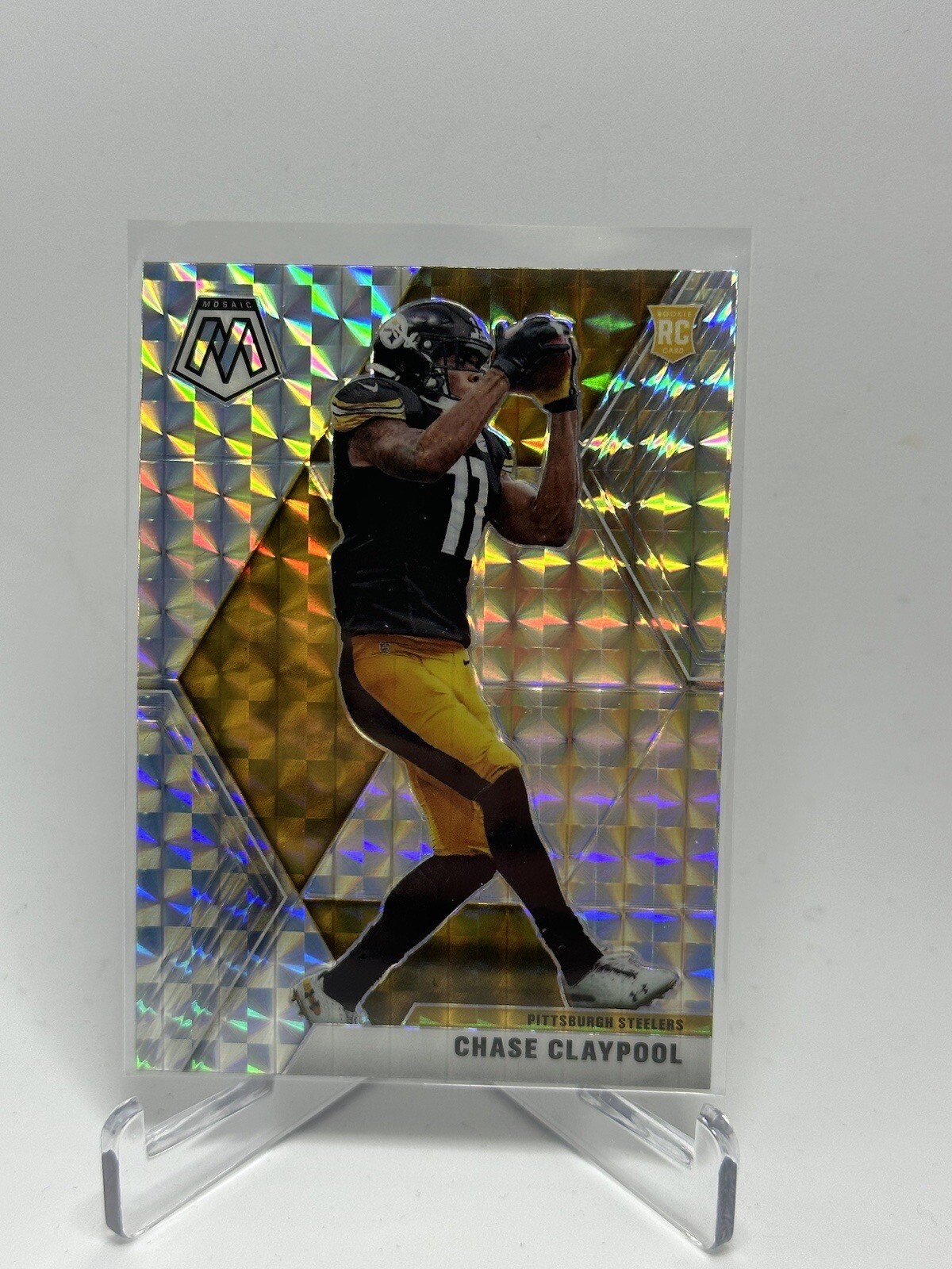 2020 Panini Mosaic Chase Claypool Silver Mosaic Prizm Rookie #220 Steelers RC