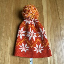 Vintage Wigwam Unisex Mens Ski Hat Beanie Pom Pom 100 Wool Snowflake Nordic