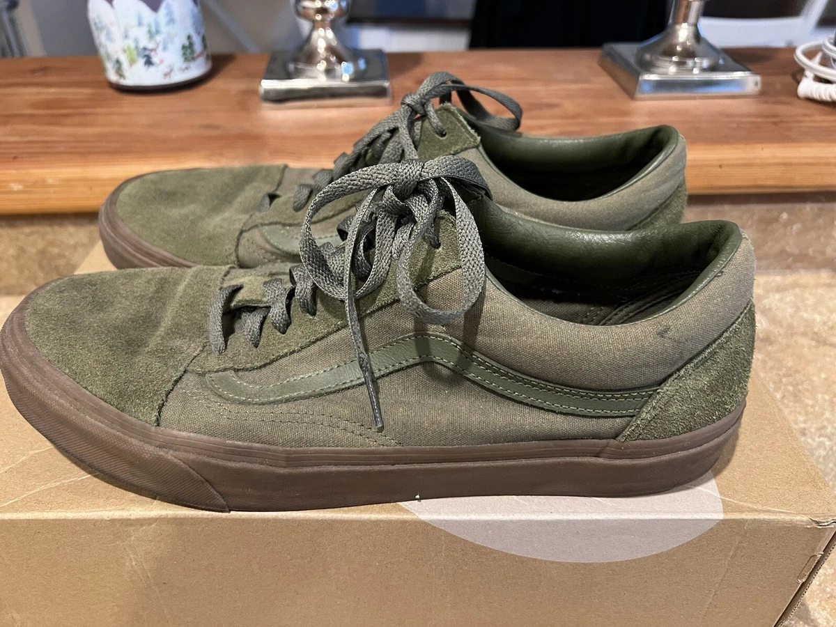 Vans Old Skool Shoes Mens Olive Green Gum Sole Size 13