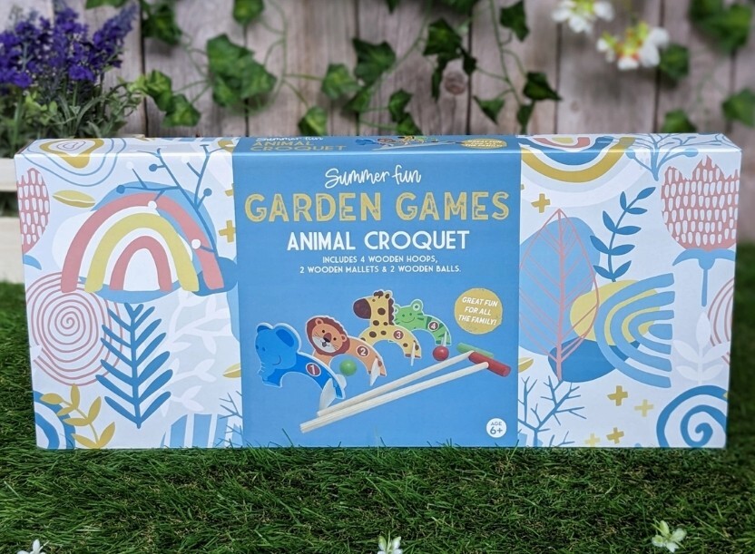 Summer Fun Wooden Animal Croquet Set Outdoor Family  Garden Game 6+ Easy Rules