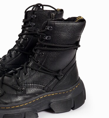 【Dr.Martens】 ★ DMXL 8i ★ Grained Leather New Dr. Martens DMXL 8-Eye Leather Combat Boots Black Men's