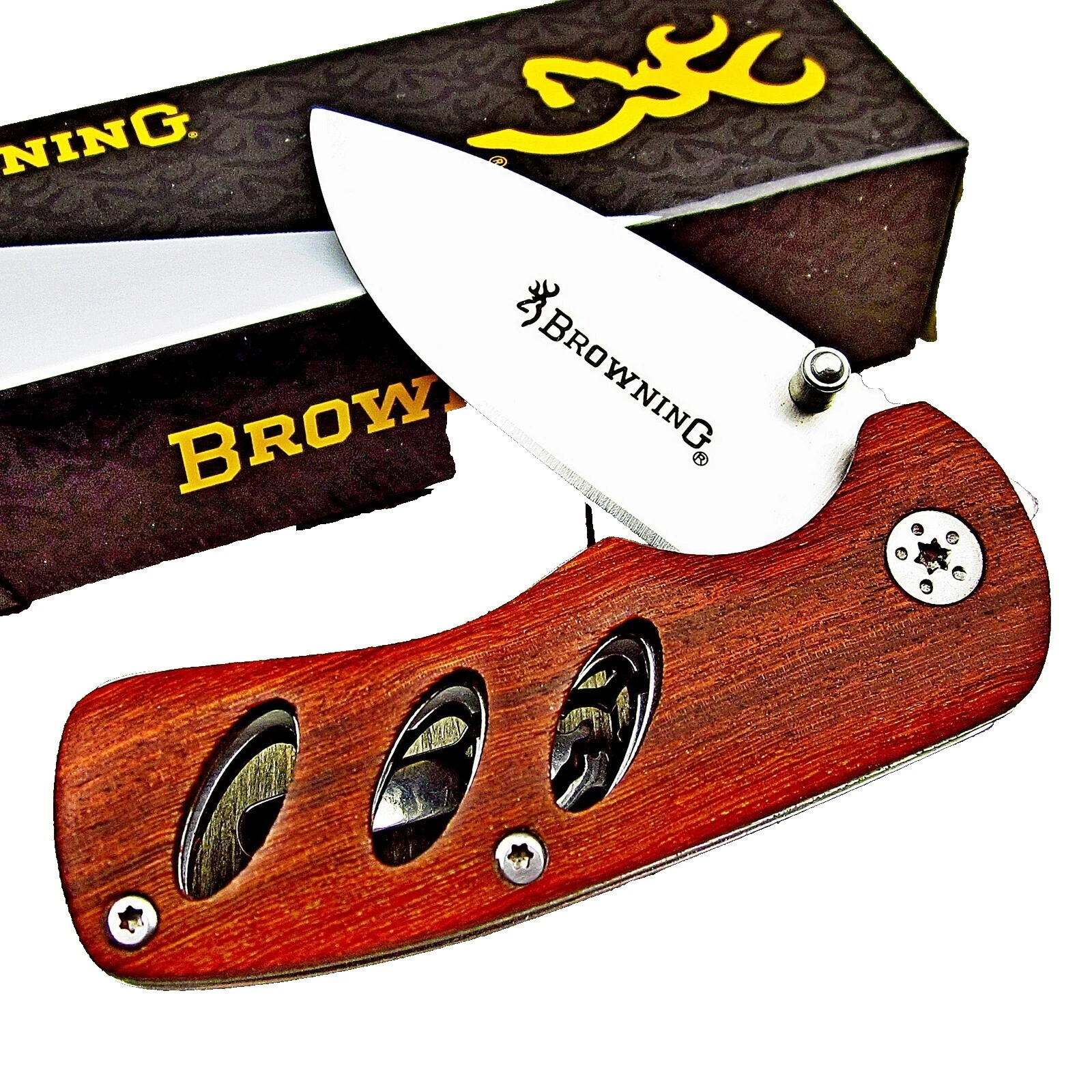 Browning Wood Handle Brown Collectible Modern Folding Knives