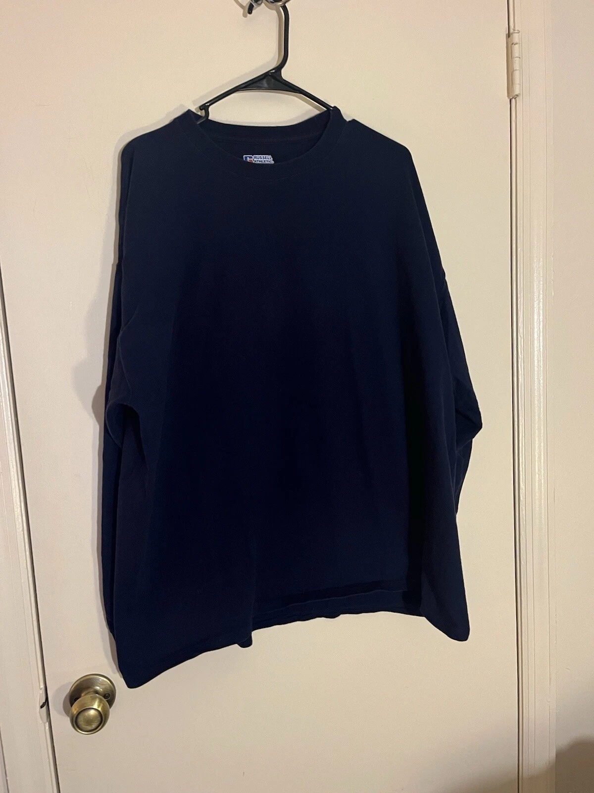 Men’s RUSSELL ATHLETIC Dark Blue Long Sleeve Pullover Shirt Sz XL
