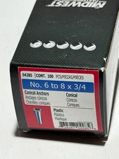 MIDWEST FASTENER No. 6 To 8 X 3/4 Plastic Conical Plastic Anchors 100 Count