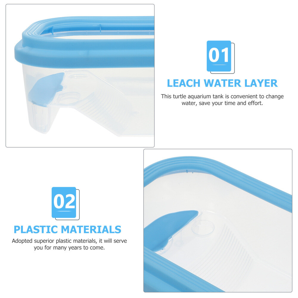 2 Pack Plastic Turtle Tank Containers Lids Reptile Basking Platform eBay
