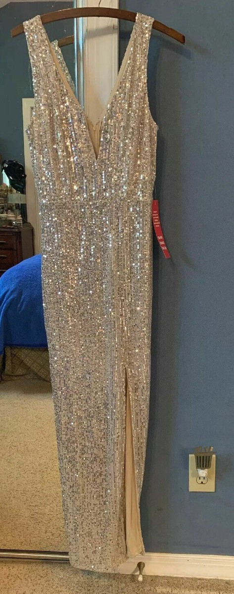 bailey blue sequin dress BAILEY BLUE Gold Sequin Long Dress Medium Beautiful New Tags size 9 NEW