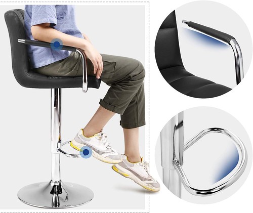 1/2pcs Faux Leather Bar Stools Breakfast Kitchen Chair Chrome Swivel Bar Stool - Picture 102 of 179
