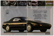 1987 MAZDA RX-7 Turbo Vintage Original 2 page Print AD | Black car photo French