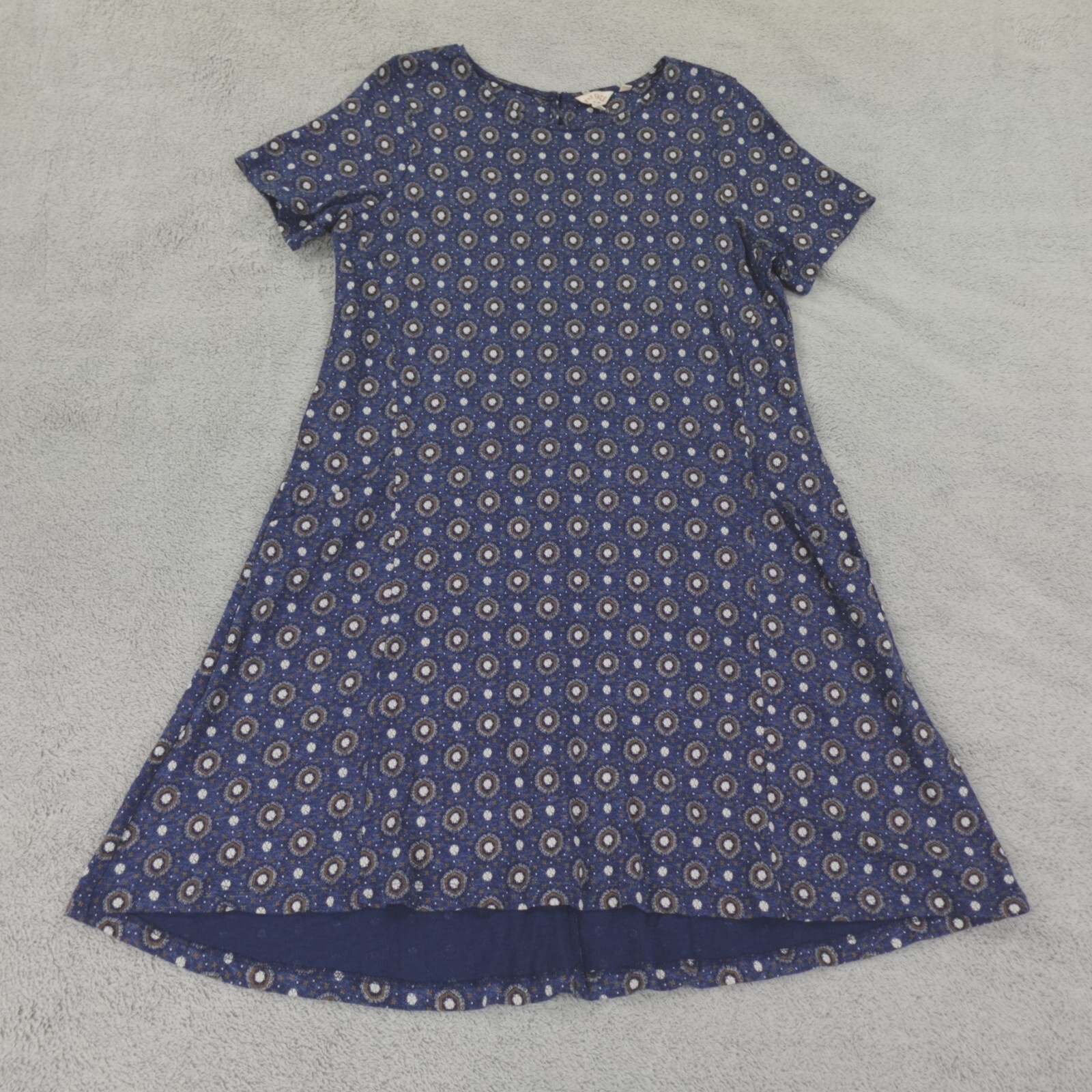 Fat Face Dress Womens 14 UK 10 US Simone Jersey Blue Geometric Print Casual