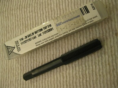 7/16-20 NF Bottom Tap 3 Flute GH3 Black Oxide Vermont Tap&Die