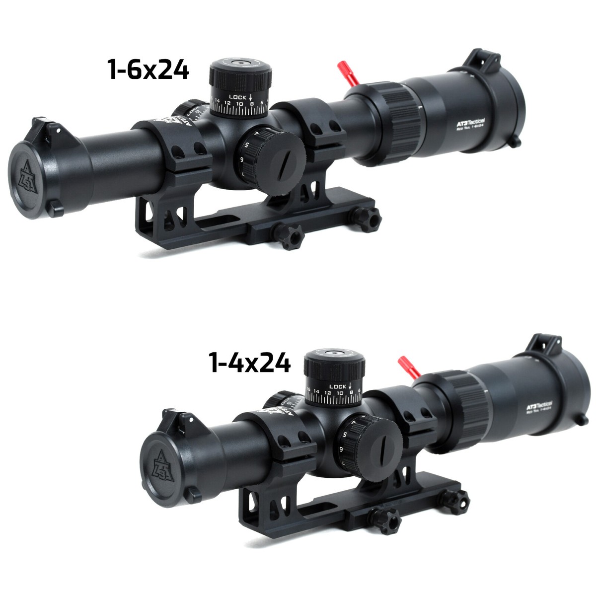 AT3 Red Tail Rifle Scope with Illuminated BDC Reticle - 1-4x24 or