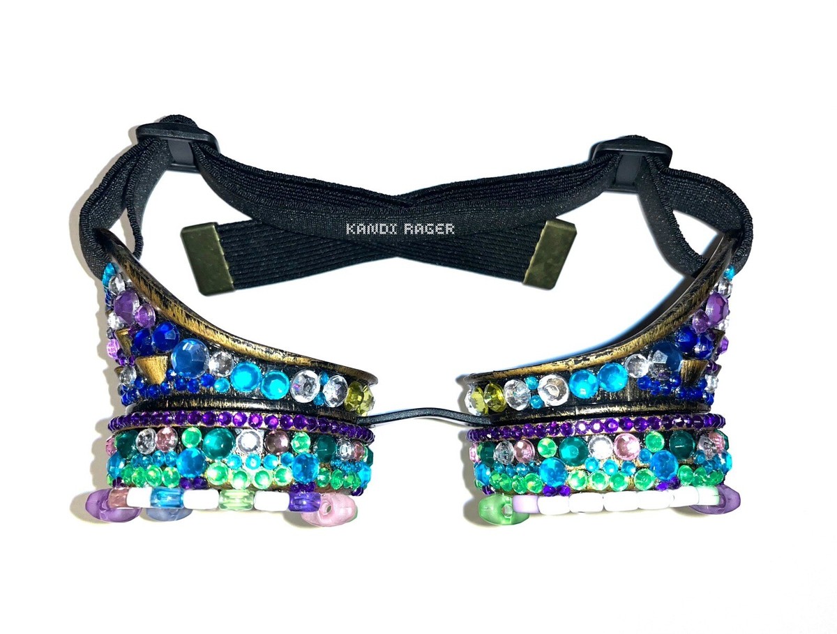 Rhinestone Rave Kandi Goggles, Bedazzled, EDC Wear, EDM Festival Accessories Burning Man Rave Rhinestone Goggles, Playa Goggles,burner  main image 2