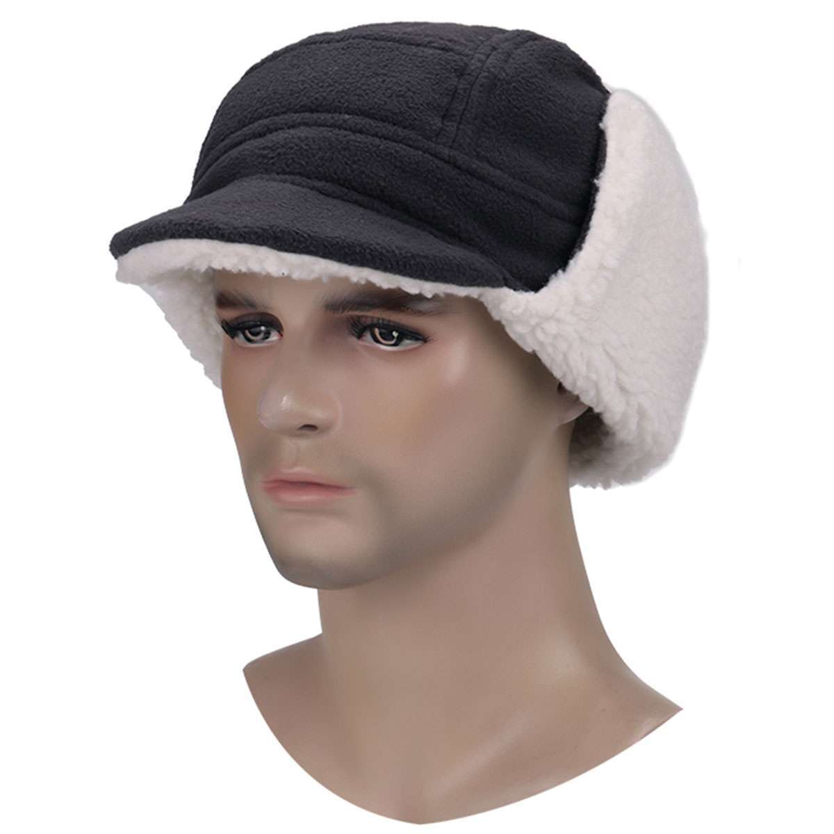 Men Winter Warm Hat Knit Visor Beanie Fleece Lined Billed Beanie with Brim Caps eBay