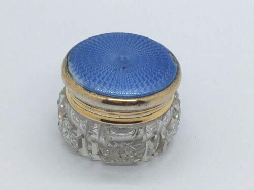 Vaso vaso da toeletta in vetro smaltato dorato e guilloché argento massiccio Asprey - Foto 2 di 10