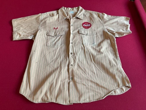 1950's, "Coca-Cola", Employee (Brown) Button Patch Shirt (Scarce / Vintage)