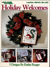 Holiday Welcomes 5 Designs  Leisure Arts 2640 Cross Stitch Pattern Leaflet