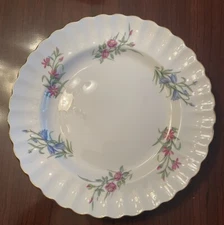 Vintage Spode Scalloped Dessert/Salad Plates Flower Pattern W/Gold Edge Set Of 8