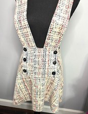 Zara Pinafore Dress Size XS in Tan with red, black, blue Buttons in Front